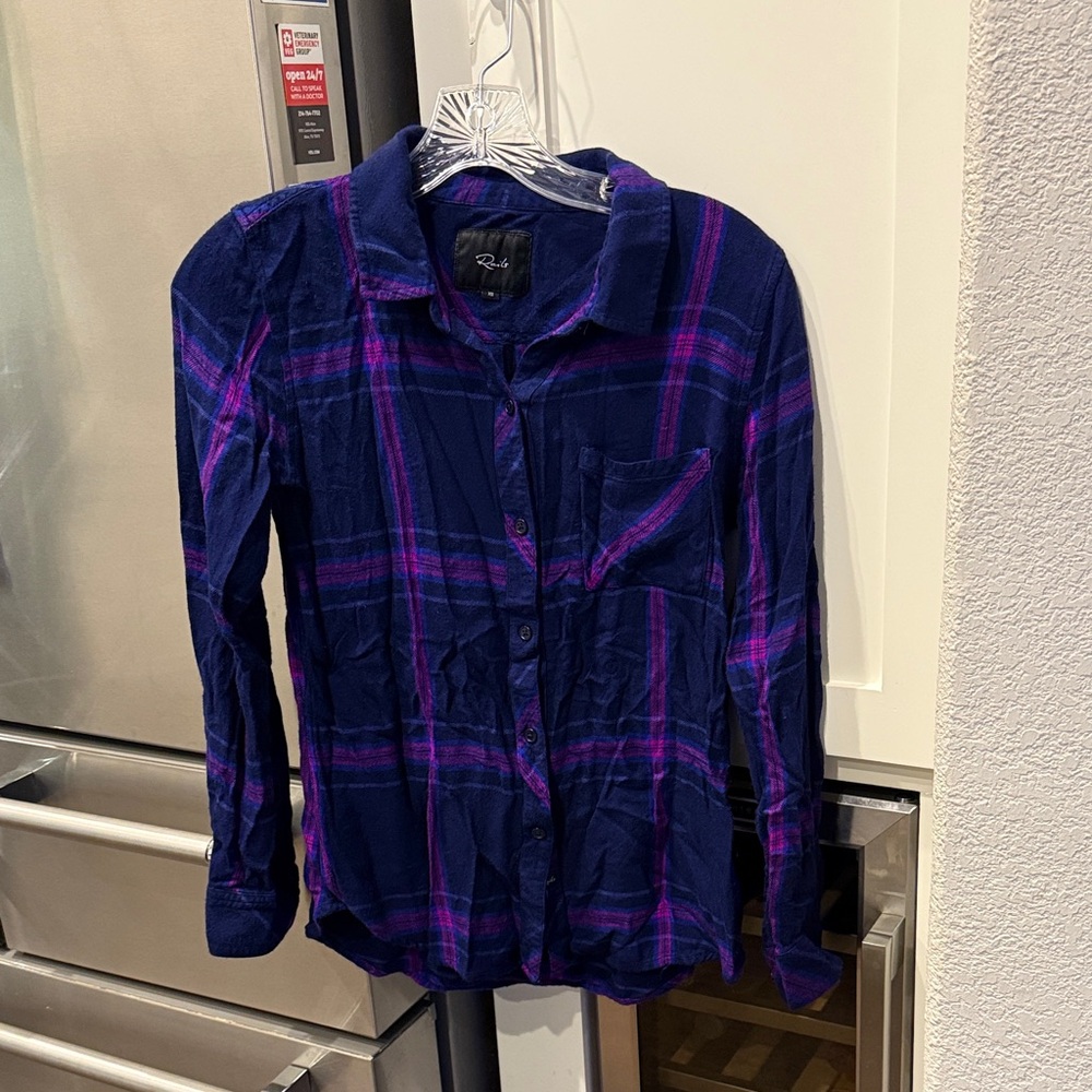 Rails Blue and Purple Plaid Button Down Shirt